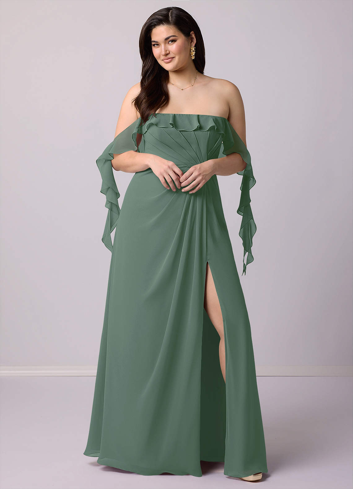 Barbie ♥ Azazie Bridesmaid Dresses A-Line Off the Shoulder Chiffon Floor-Length Dress image9