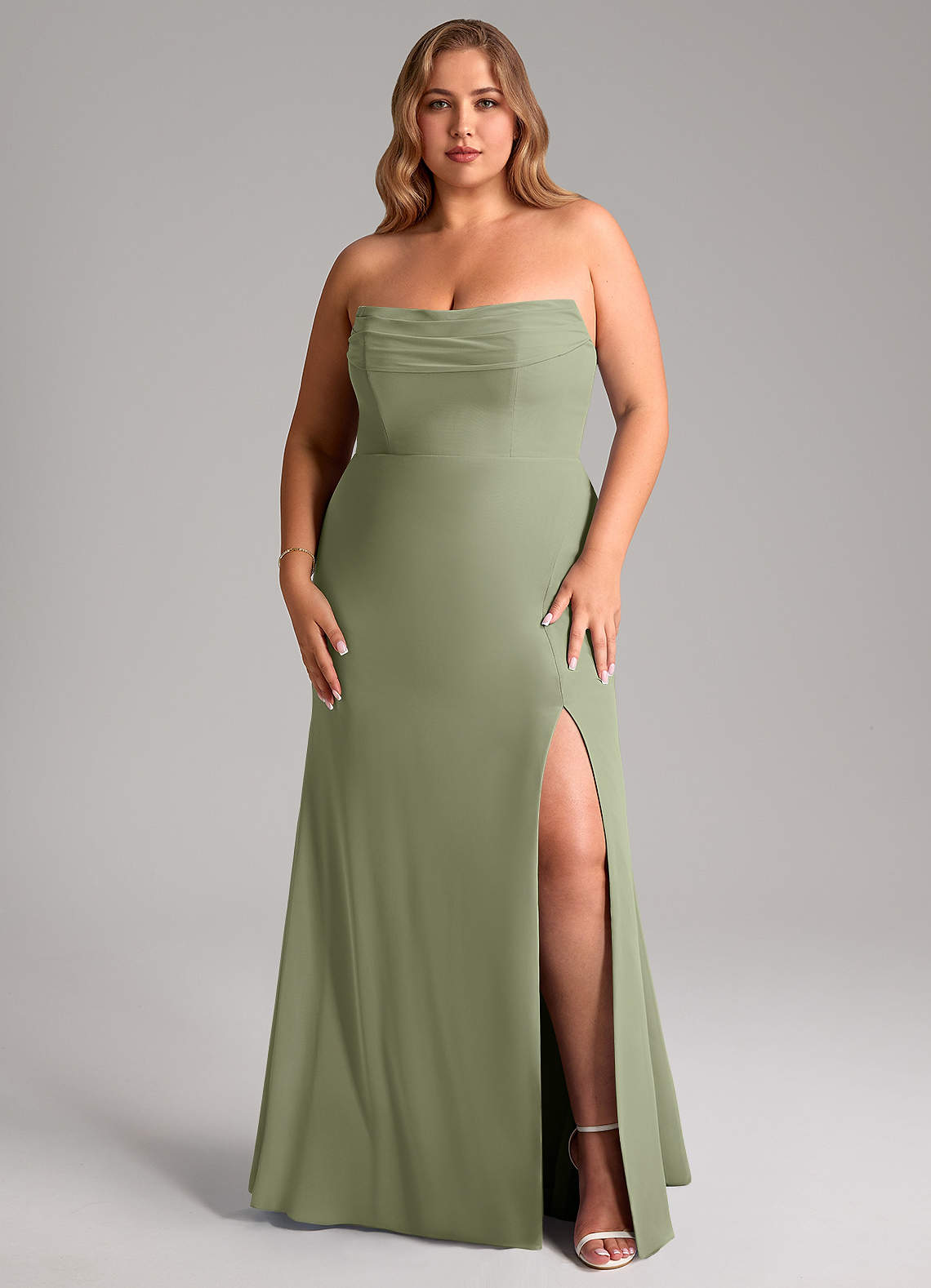 Azazie Saige Bridesmaid Dresses Pistachio A-Line Off the Shoulder Chiffon Convertible Dress image15