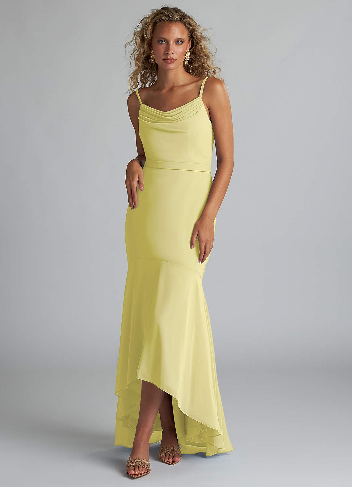 Azazie Summer Abiti da Damigella Abito Sirena in Chiffon con Scollo a Cappuccio Sorbetto Al Limone image1