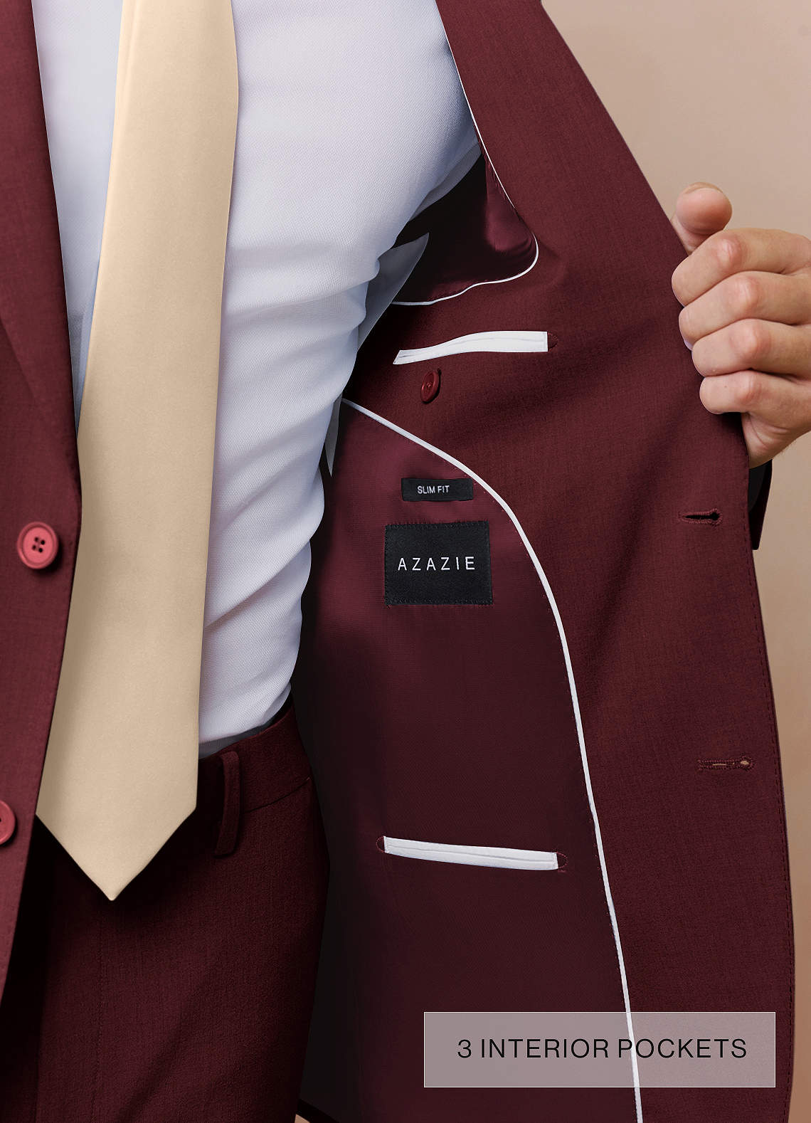 front Savile Burgundy Wool Blend Suit