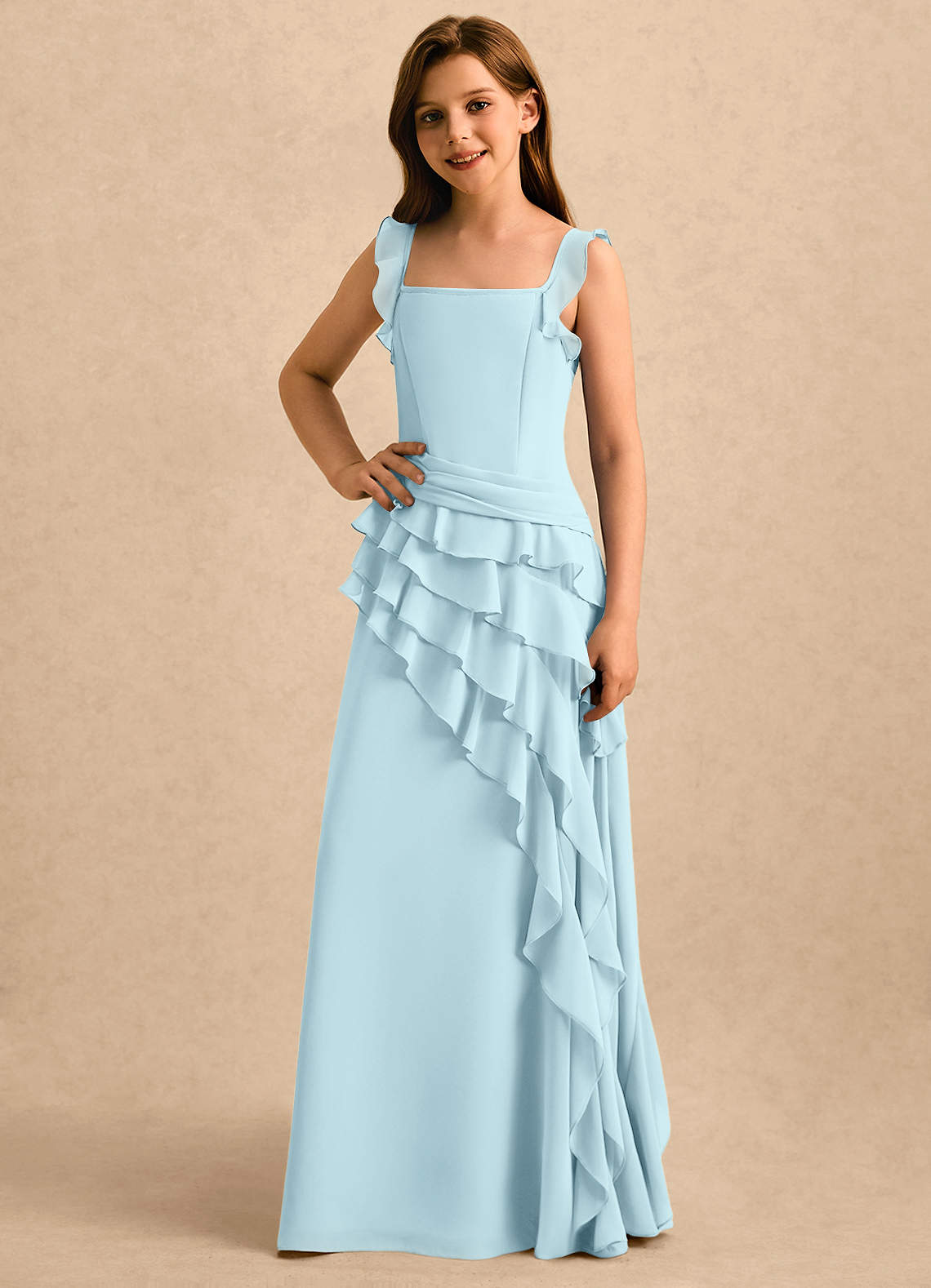 girls light blue formal dress Amazon.com: dideyttawl Baby Blue Girls A Line Hi-Lo Satin Long Formal Dress Floor Length Baby Blue for 3-4 Flower Girl Dresses for Wedding: Clothing, Shoes & Jewelry