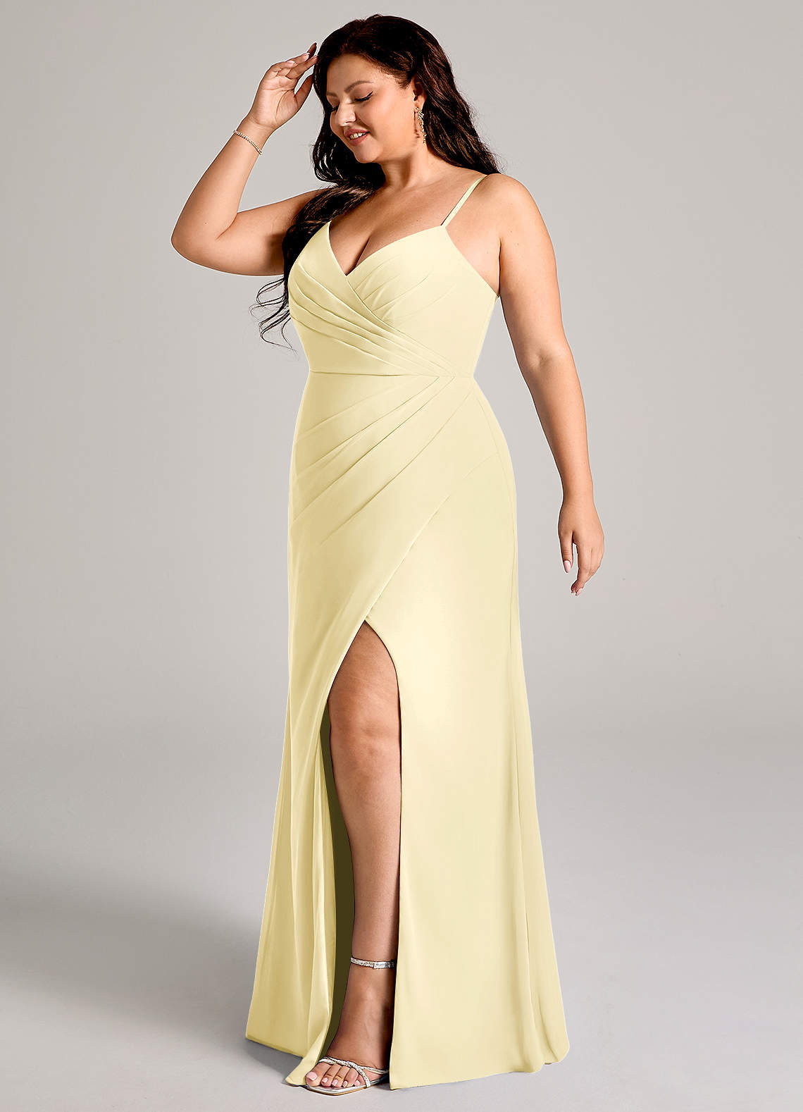 Azazie Maci Klänningar att prova hemma Klä av Tubklänning i Chiffong Plisserad Svart image9