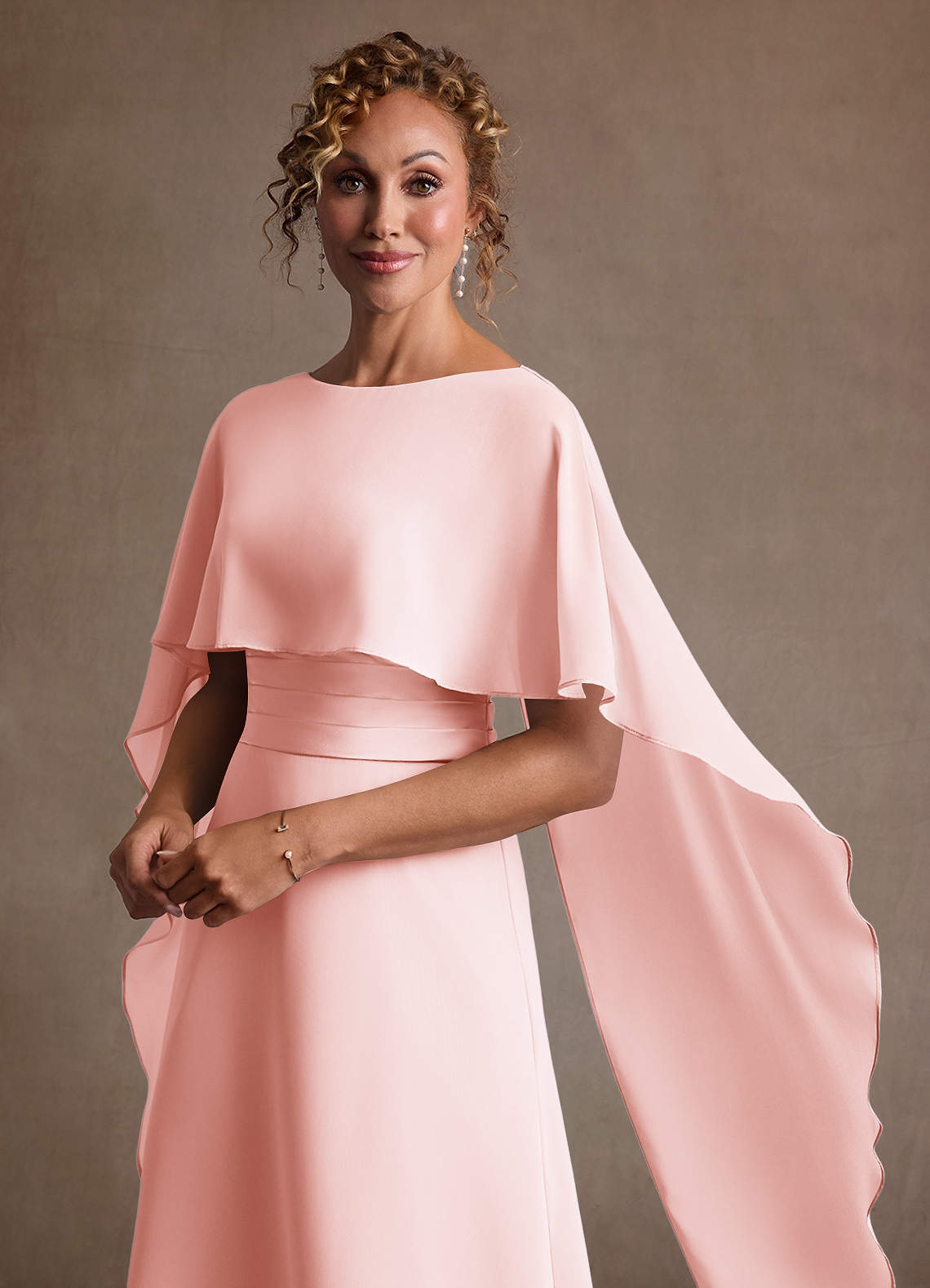 Azazie Marilla Mother of the Bride Dresses Blushing Pink A-Line Pleated Chiffon Dress image7