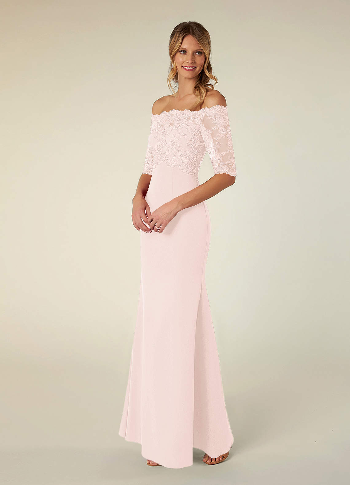 pink off the shoulder mother of the bride dress Blushing Pink Off The Shoulder Mother Of The Bride Dresses