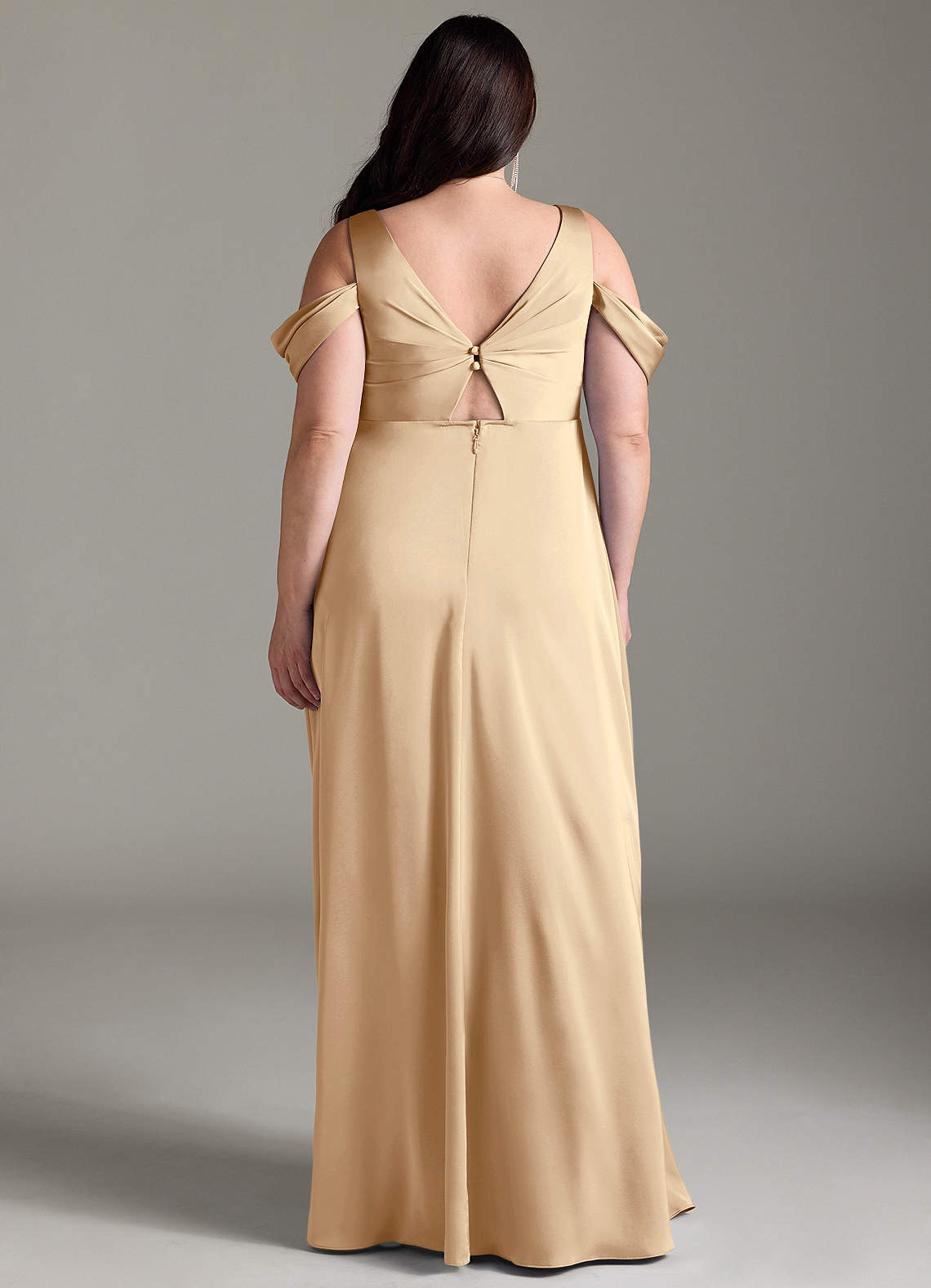 Azazie Rhea Maternity Bridesmaid Dresses A-Line Off-The-Shouler Pleated Stretch Satin Floor-Length Dress image8