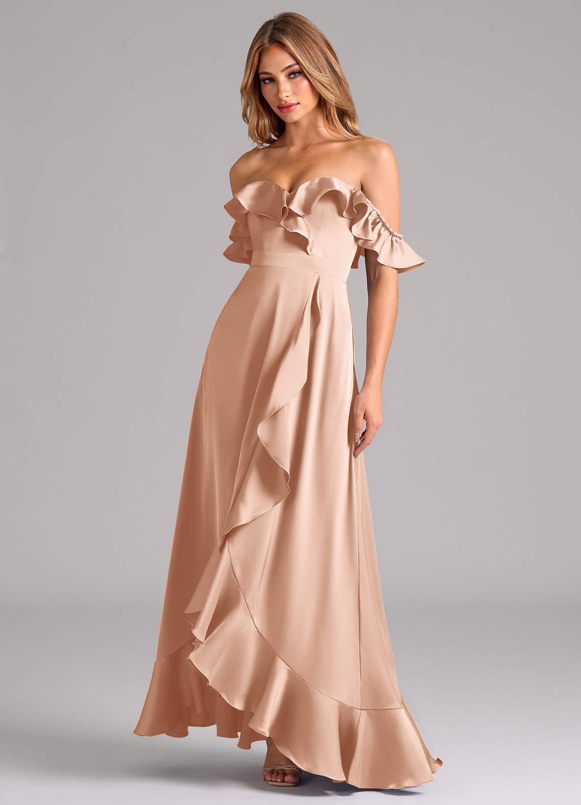 rose gold off the shoulder bridesmaid dresses The Most Stunning Rose Gold Bridesmaid Dresses in Every Style
