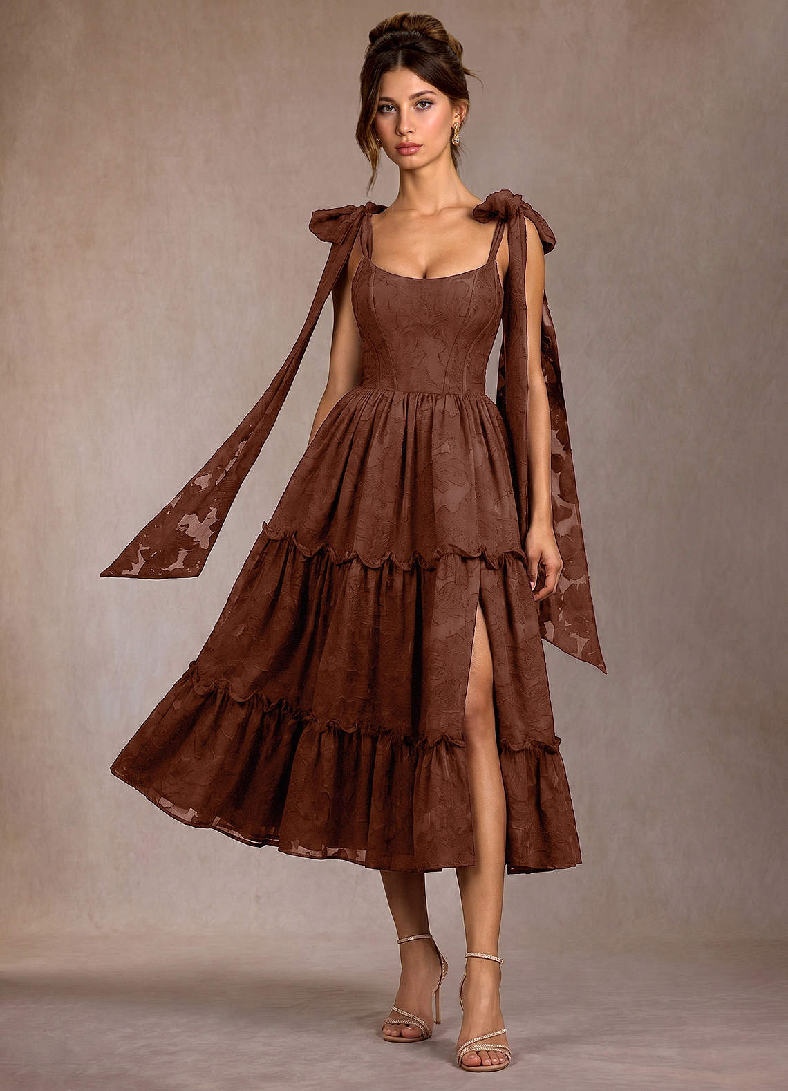 cinnamon midi dress Colette Sweetheart Midi Dress  Cinnamon