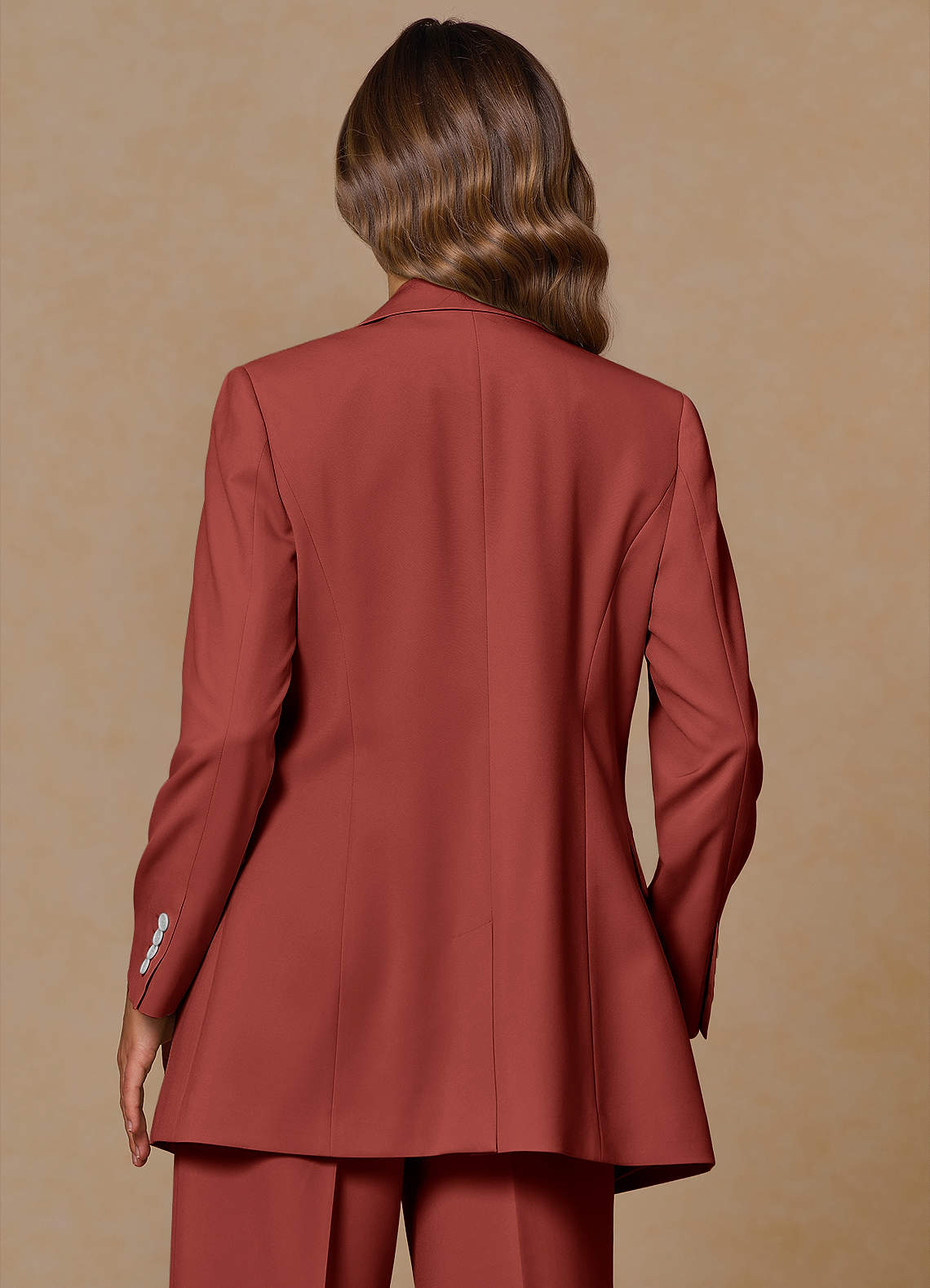 front Rowan Terracotta Blazer met verfijnde weefstructuur en functionele eigenschappen