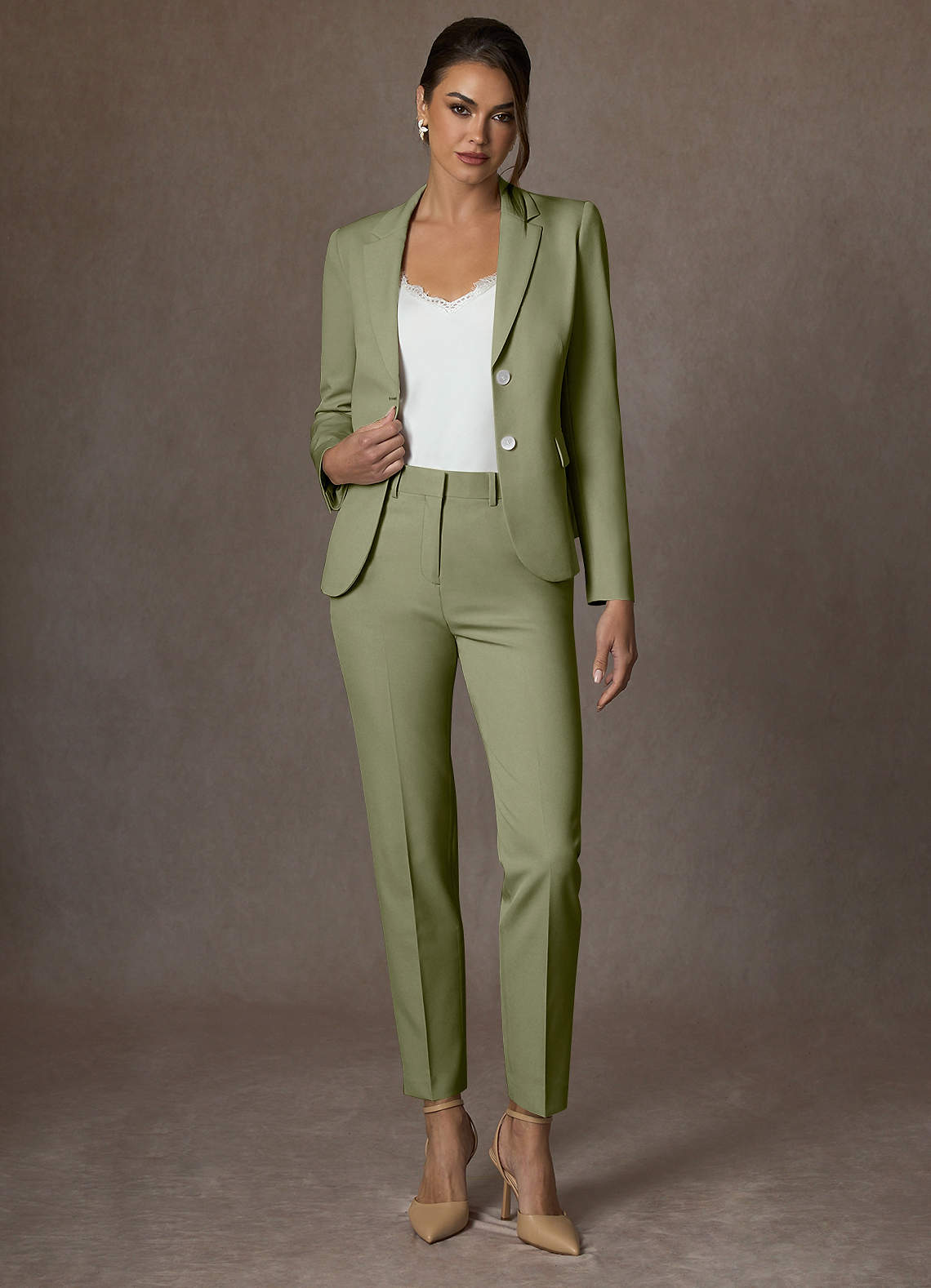 front Whitney Pistachio Structured Stretch Blazer