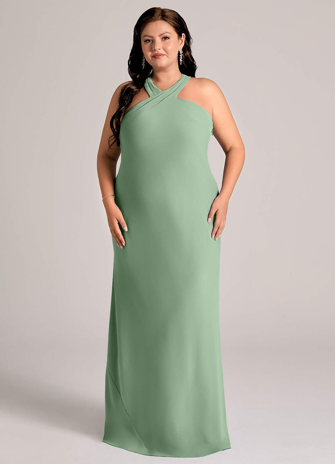 Azazie Doretta Bridesmaid Dresses Matcha Mermaid Pleated Chiffon Dress image1