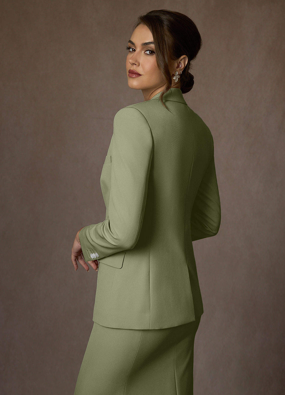 front Kennedy Pistacchio Completo giacca elasticizzata strutturata e abito elegante