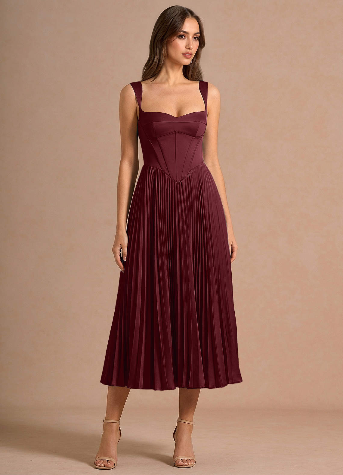 Avenelle Wine Mid Dress | Azazie