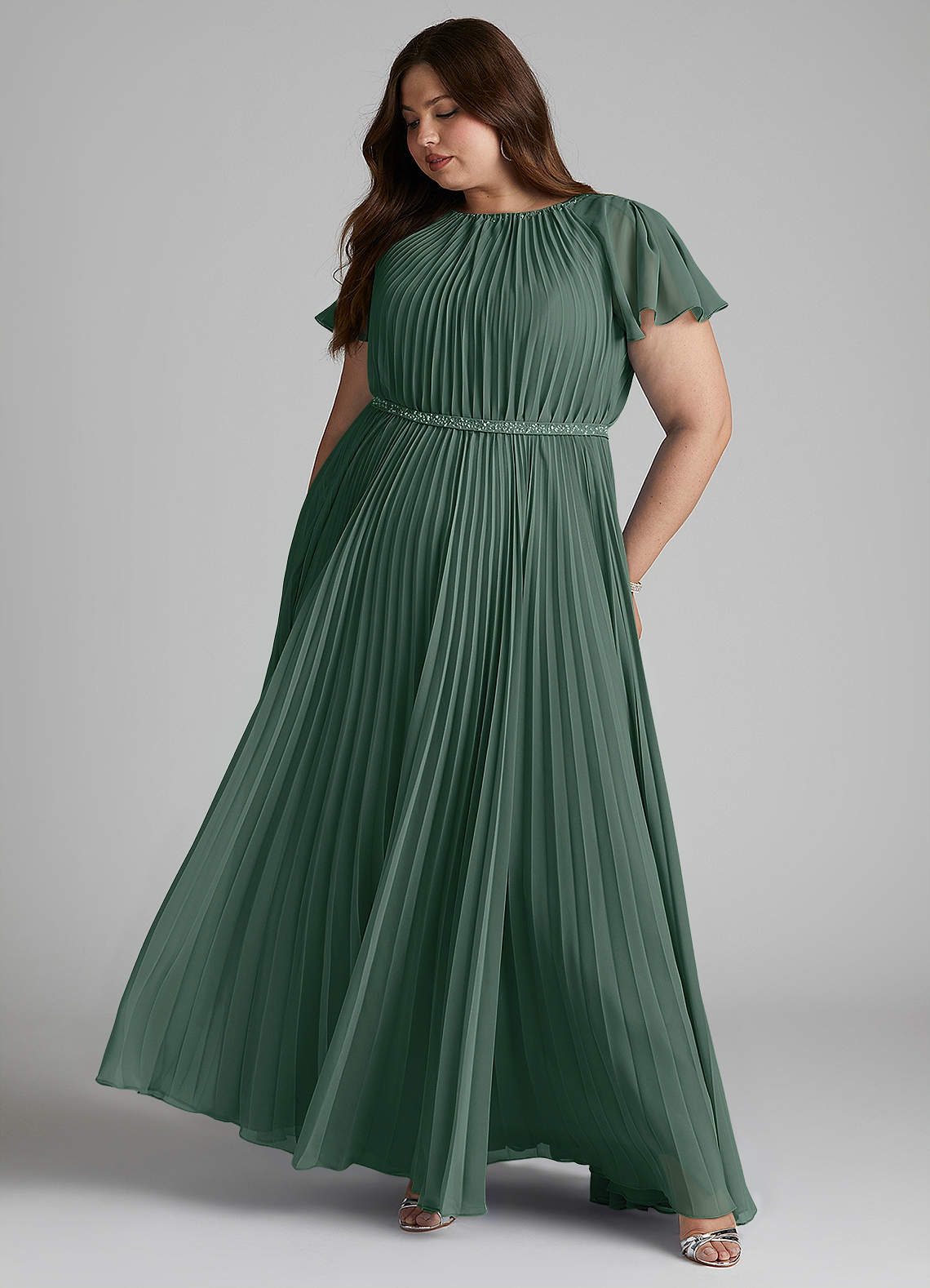 Azazie Kara At-home Try On Dresses A-Line Pleated Chiffon Floor-Length Dress image11