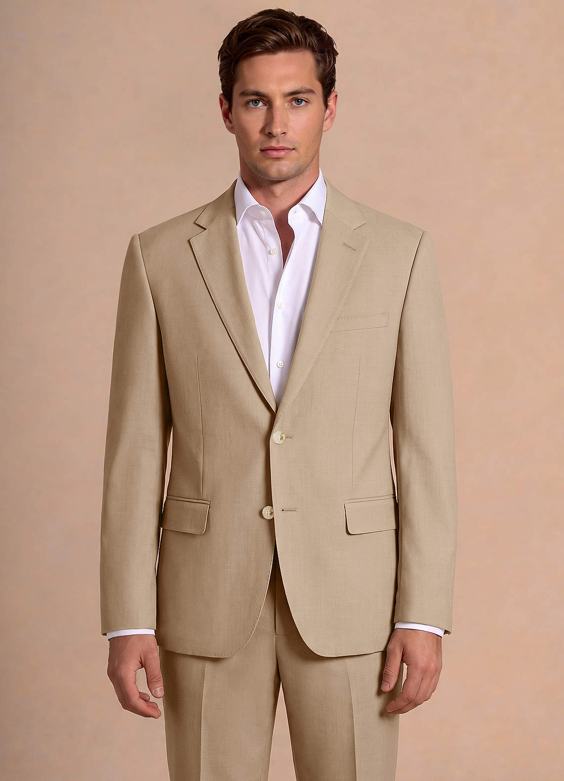 front Bennett Tan Wool Blend Suit Jacket