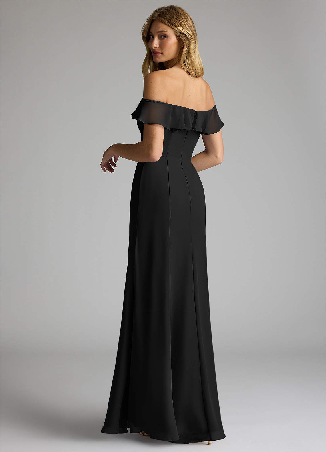 azazie black chiffon bridesmaid dress Azazie Bondi