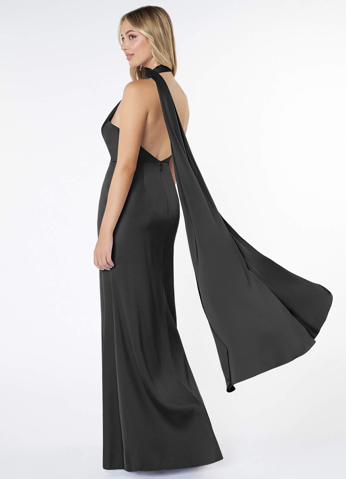 Azazie Kaylani Ready to Ship Black Stretch Satin Bridesmaid