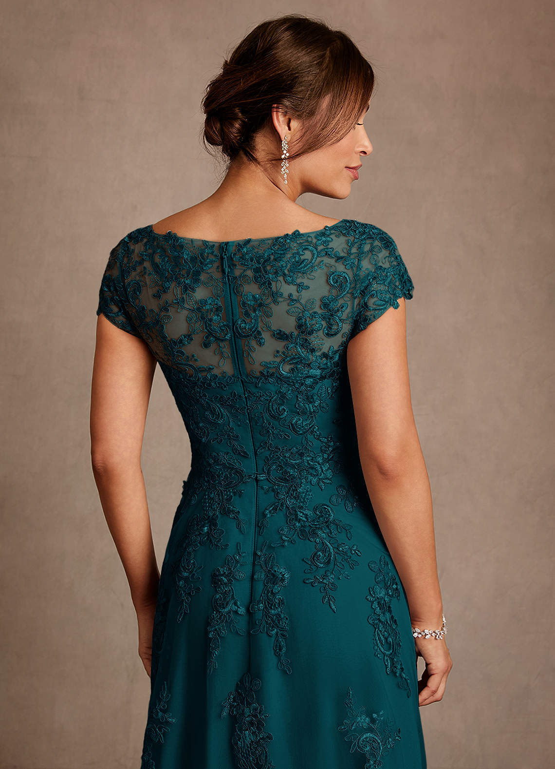 Azazie Jolanda Mother of the Bride Dresses Pine A-Line Lace Dress image5