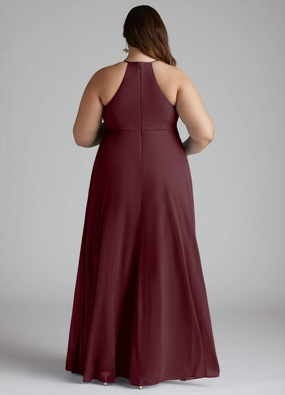 Azazie Annabelle vestidos de dama de honor de maternidad Vestido de Corte En A Cuello en V plisado Hasta el suelo Malla image7