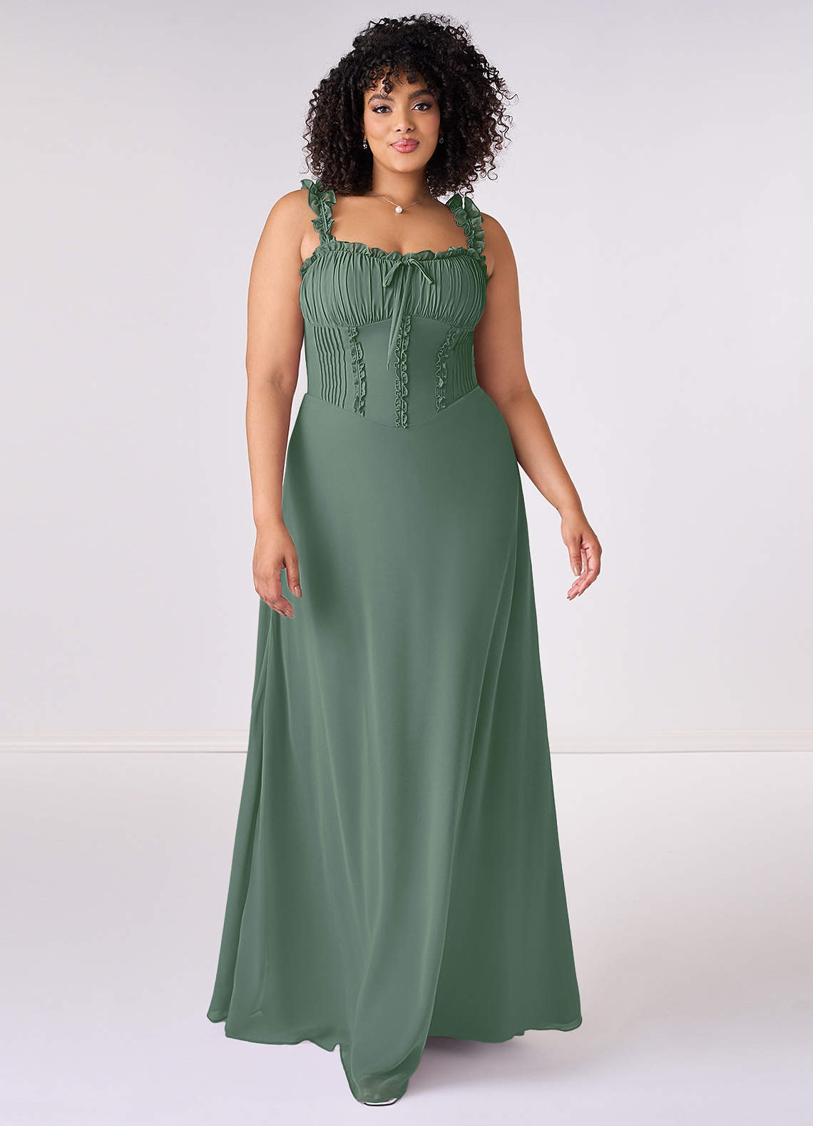 Barbie ♥ Azazie Bridesmaid Dresses Eucalyptus A-Line Sweetheart Neckline Chiffon Dress image1