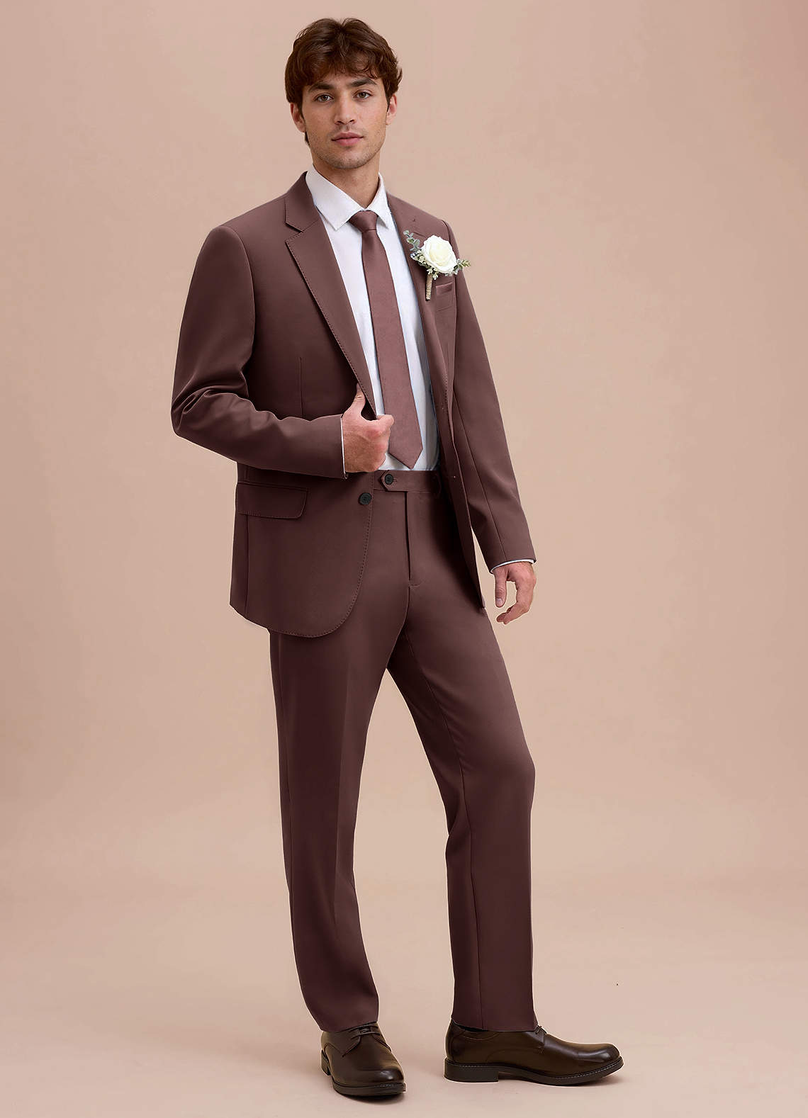 front Ethan Espresso Refined Weave Suit Jacket
