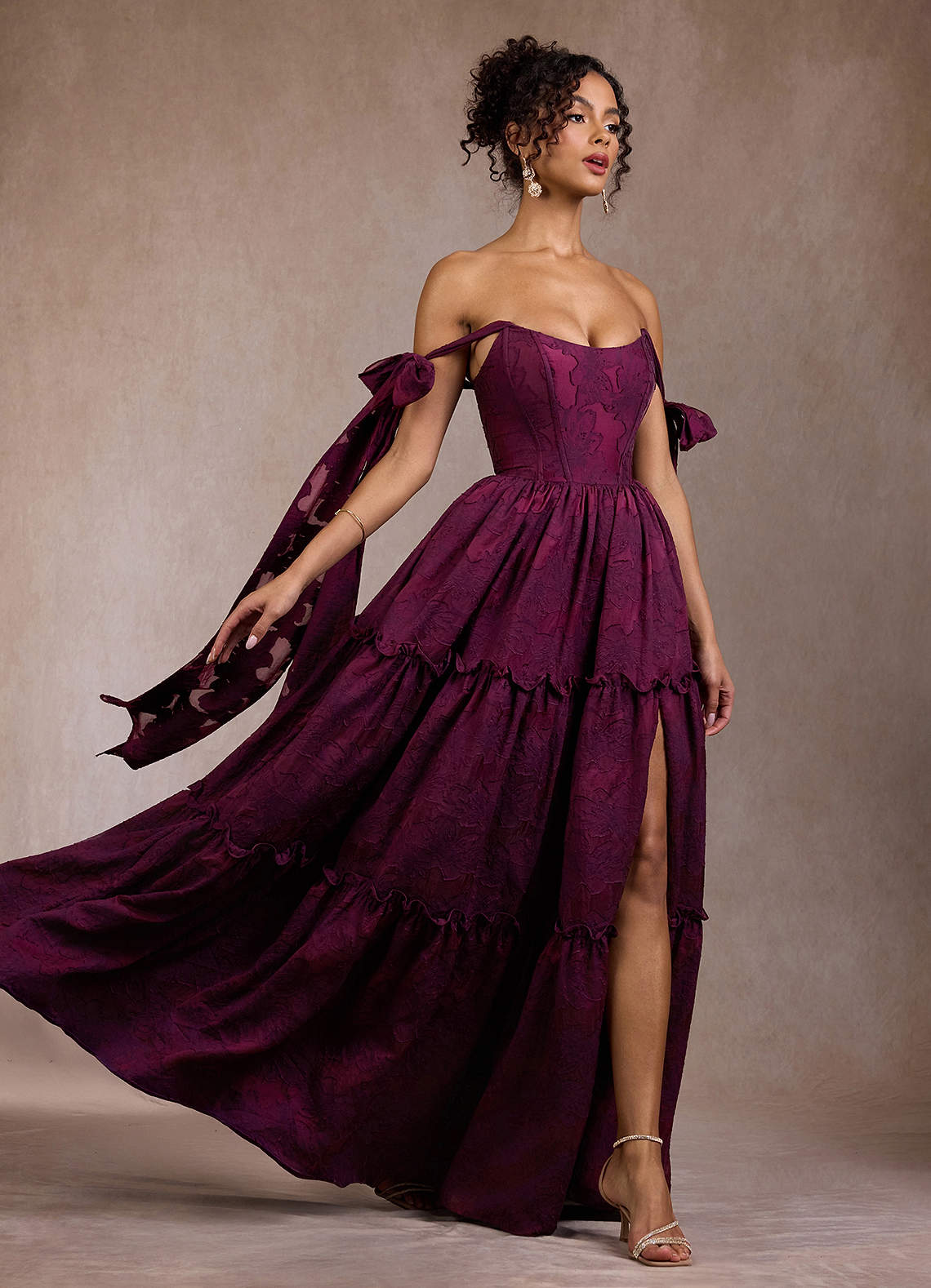 knee length dresses for ladies Plum Color Maxi Dress for Wedding – Eid & Party Wear Frock