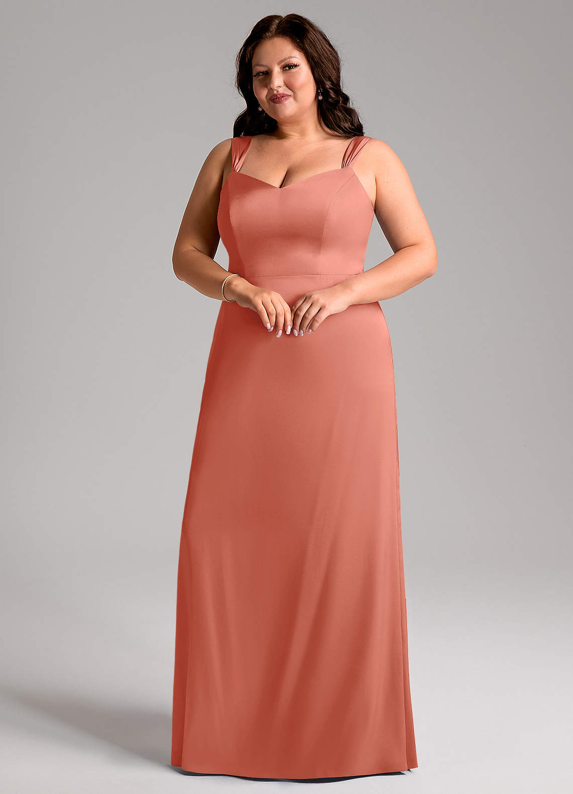 coral salmon bridesmaid dresses Simple Coral Mermaid Off Shoulder Side Slit Maxi Long Bridesmaid Dress –  QueenaBridal main image 0