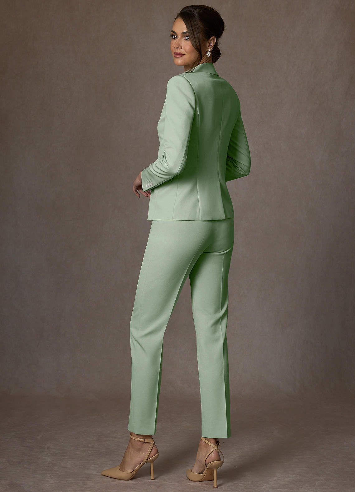 front Whitney Dusty Sage Structured Stretch Blazer