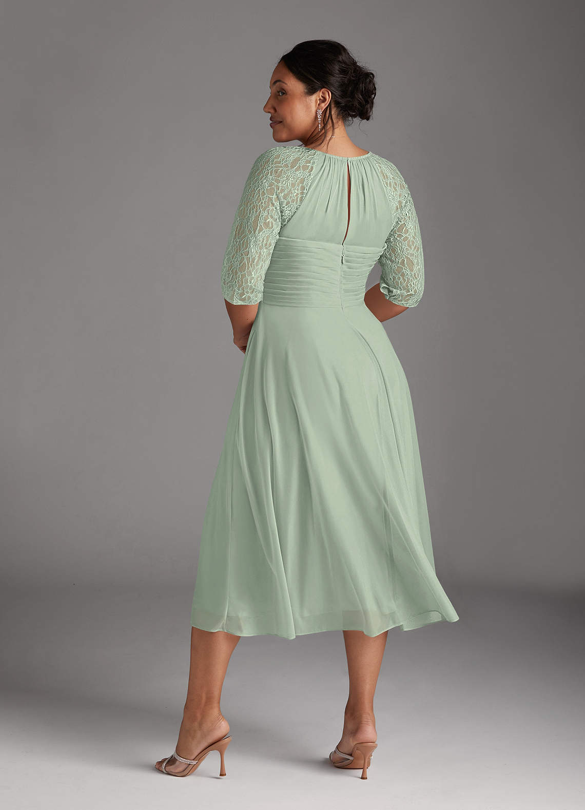 Azazie Gracelyn Dusty Sage A-Line Lace Dress | Azazie