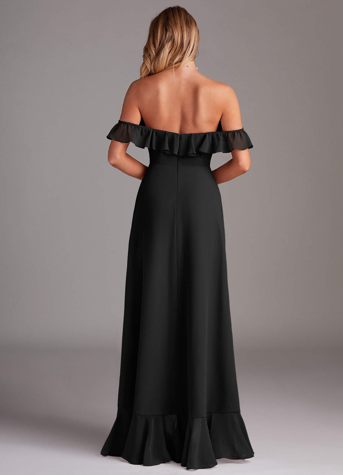 Azazie Lyra Bridesmaid Dresses Black A-Line Chiffon Convertible Dress image6