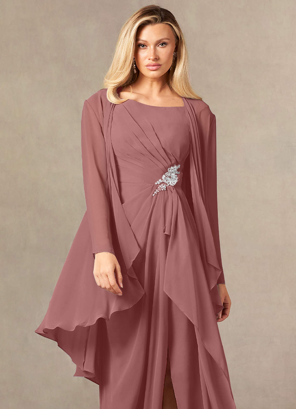 front Azazie Devereaux Chiffon Wrap