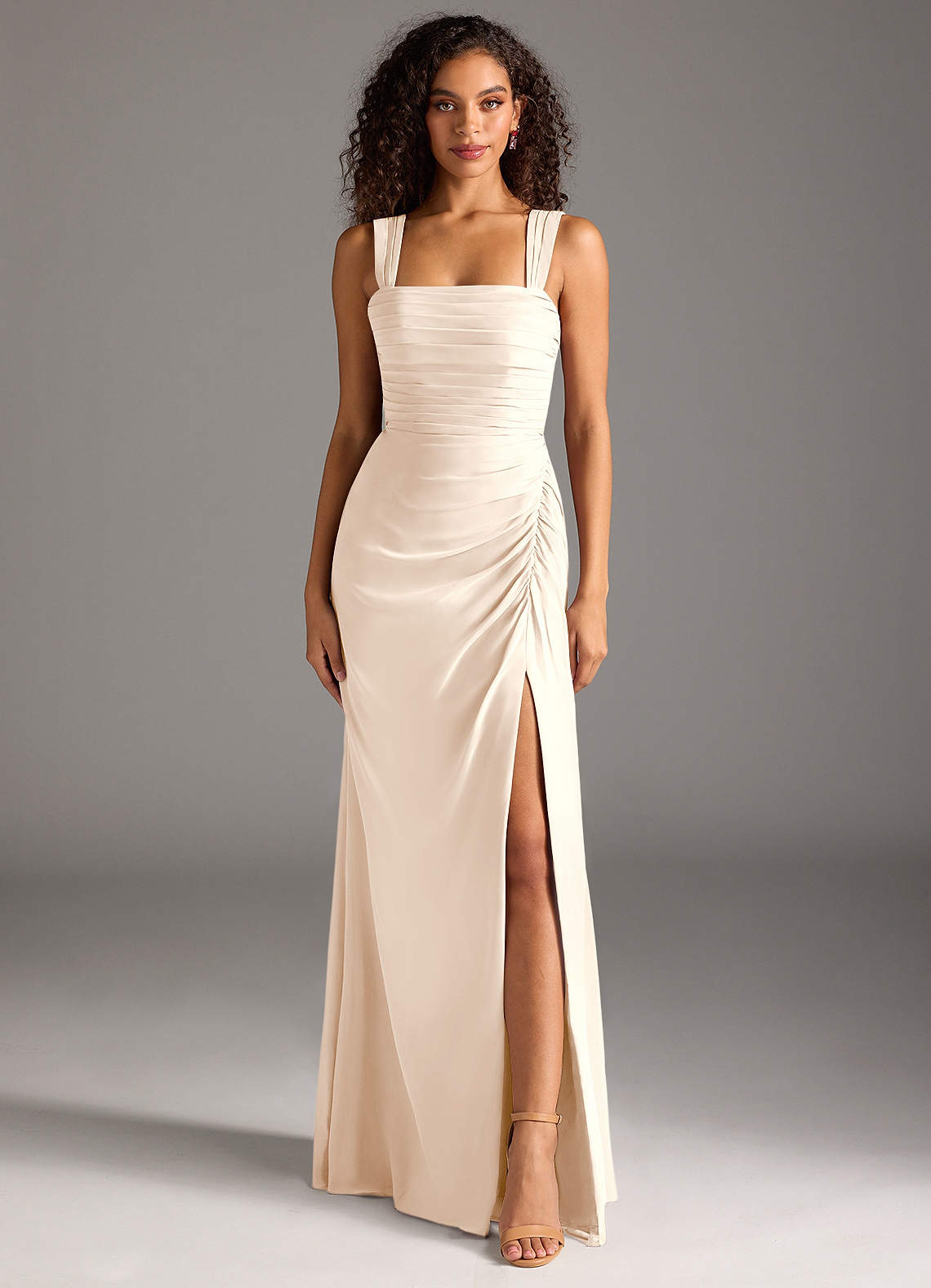 Azazie Jesaphine Bridesmaid Dresses White Alabaster Sheath Bow Chiffon Dress image4