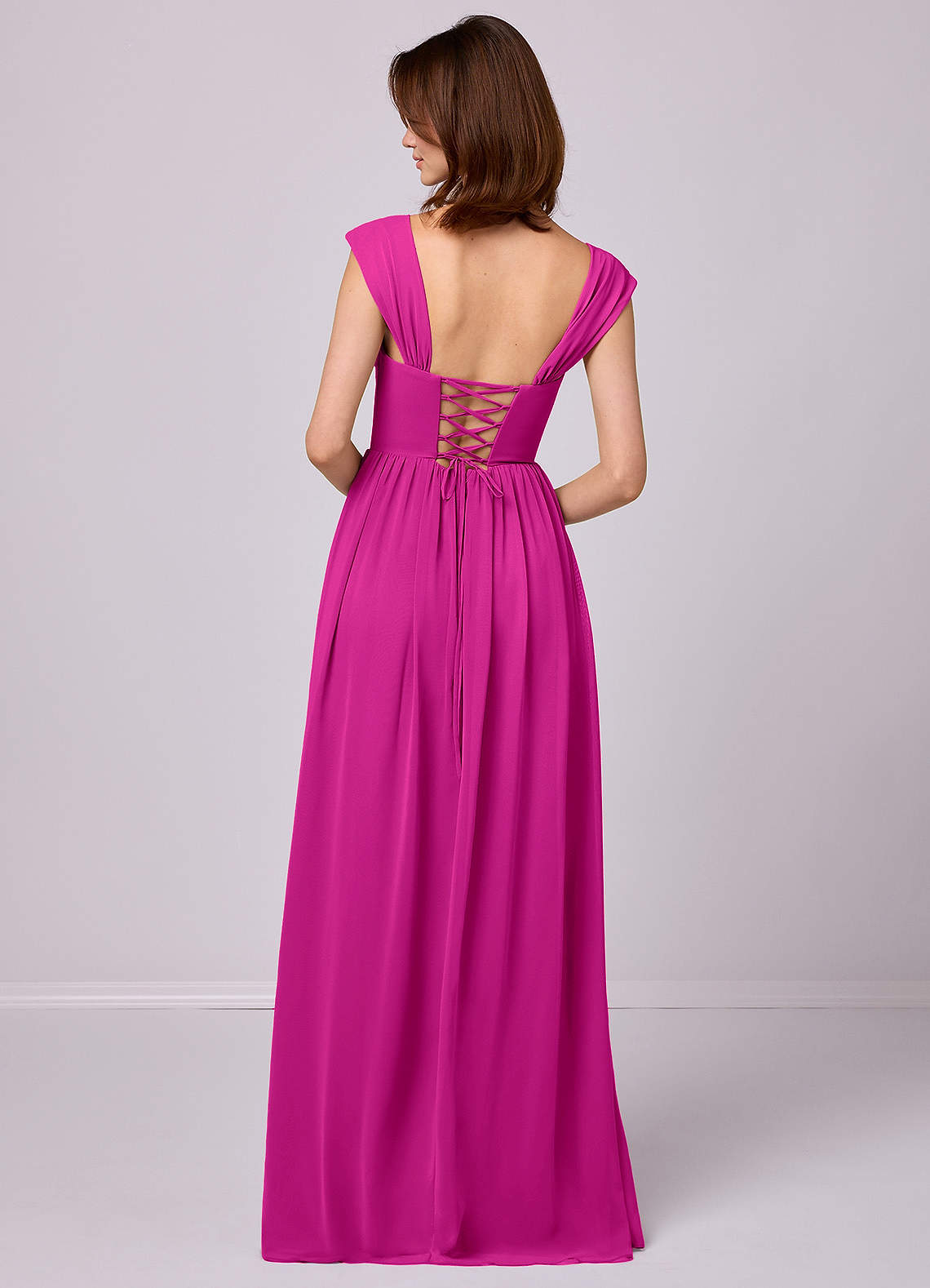Barbie ♥ Azazie Bridesmaid Dresses Fuchsia A-Line Corset Chiffon Dress image5