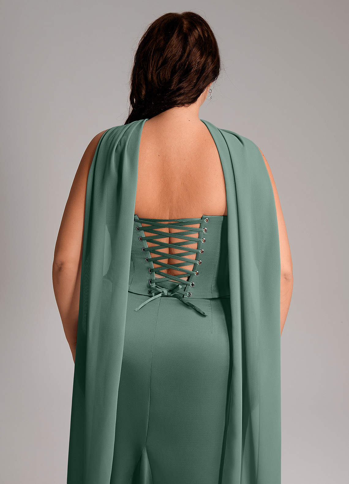 Azazie Sorrel Bridesmaid Dresses Eucalyptus Mermaid Strapless Stretch Satin Convertible Dress image10