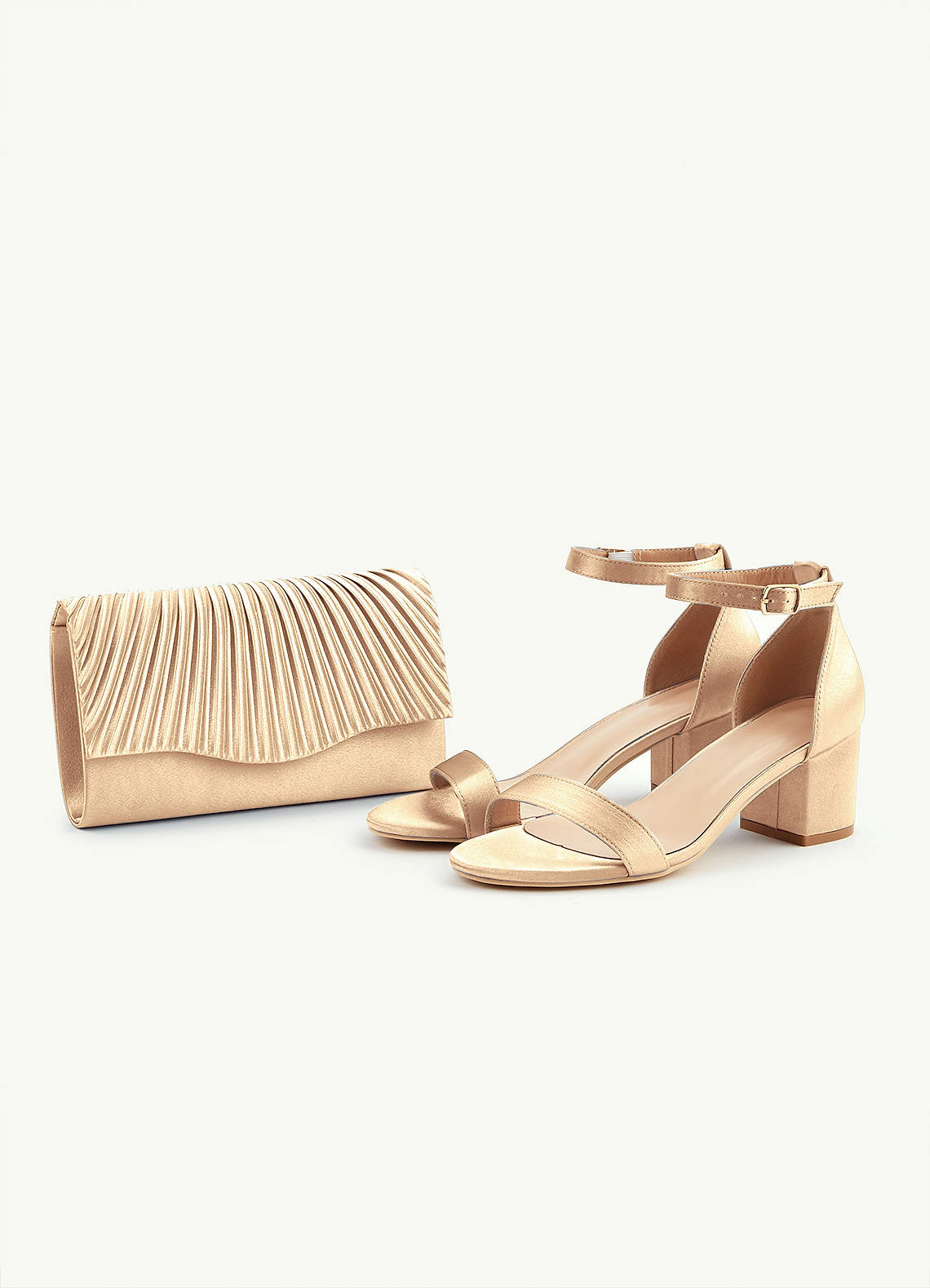 front Matching Color Pleated Metallic Satin Envelope Clutch