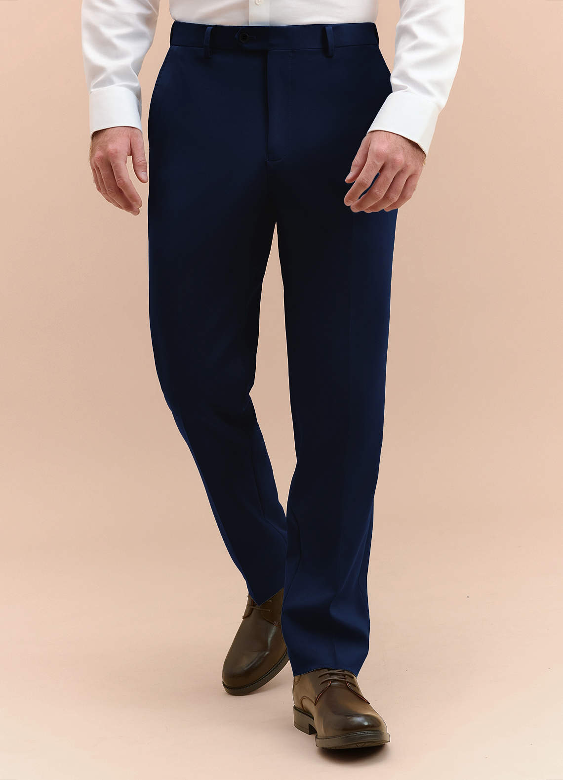 front James Blue Structured Stretch Dress Pants