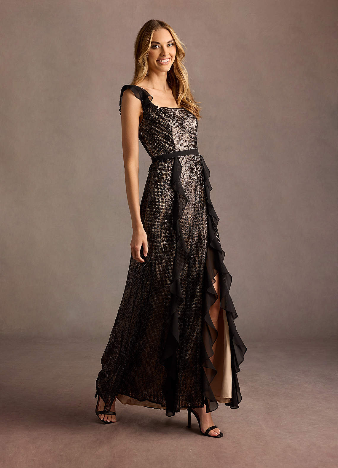 Tempest Black Ruffle Maxi Dress Azazie - Main Image