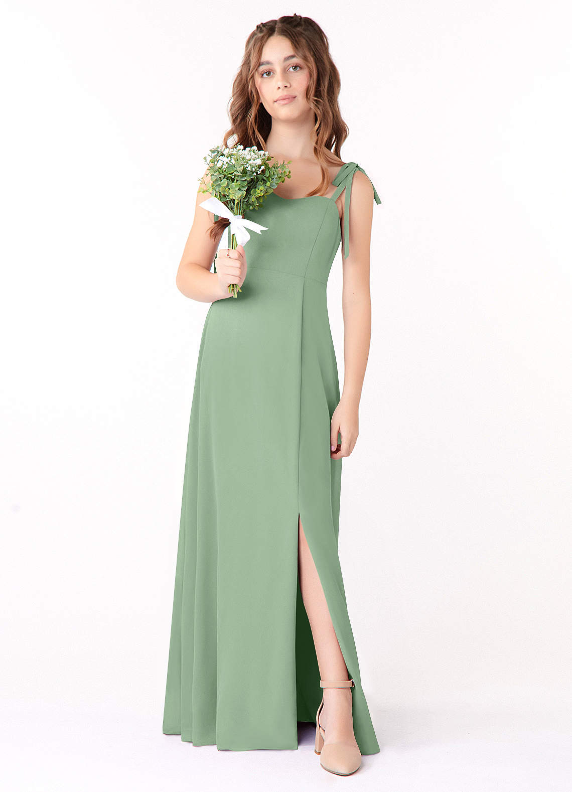 Azazie Rosey Junior Bridesmaid Dress in Matcha Azazie UK