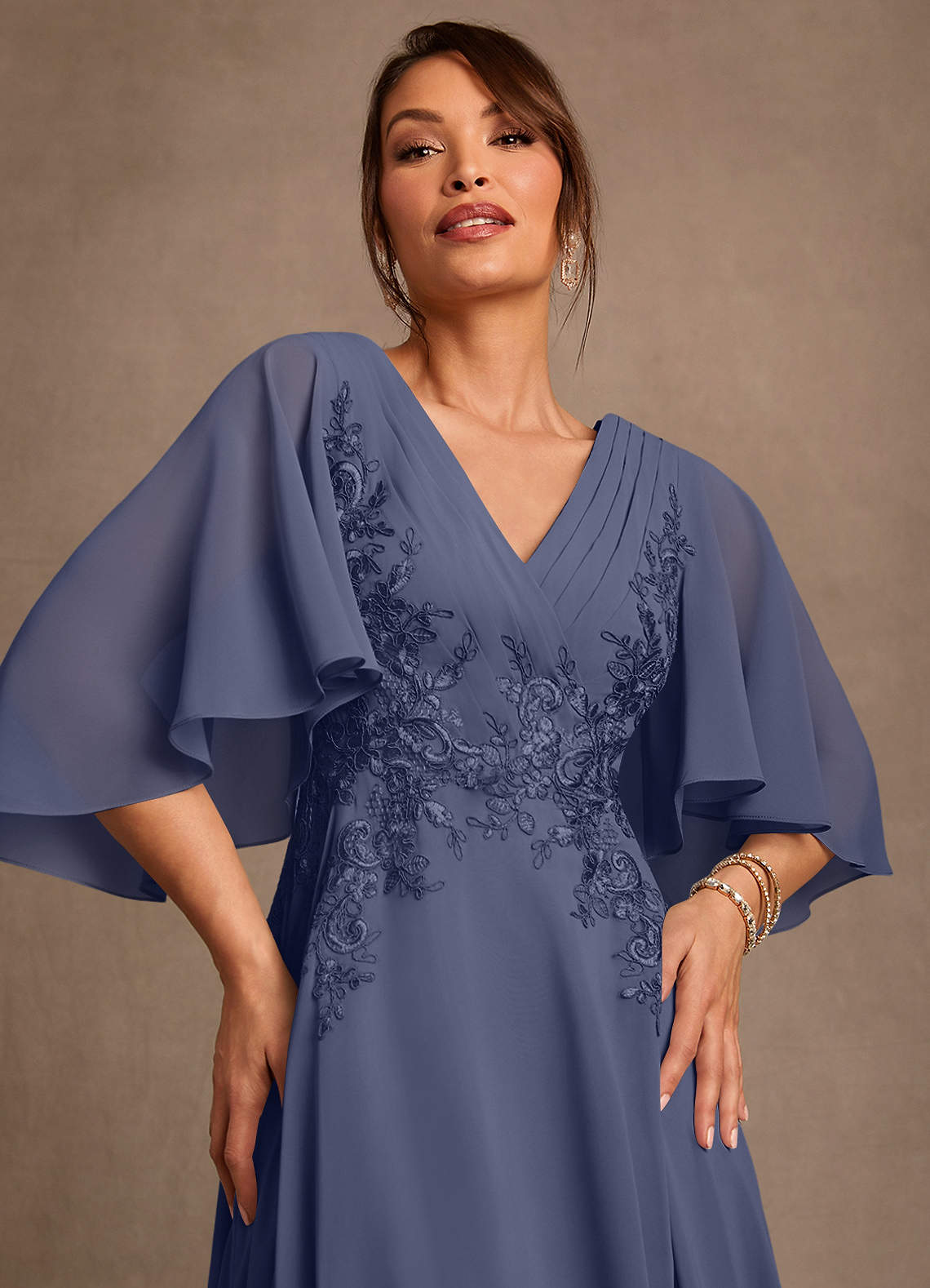 Azazie Tilda Kleider für die Brautmutter A-Linie Spitze Chiffon Kleid Sturm image4