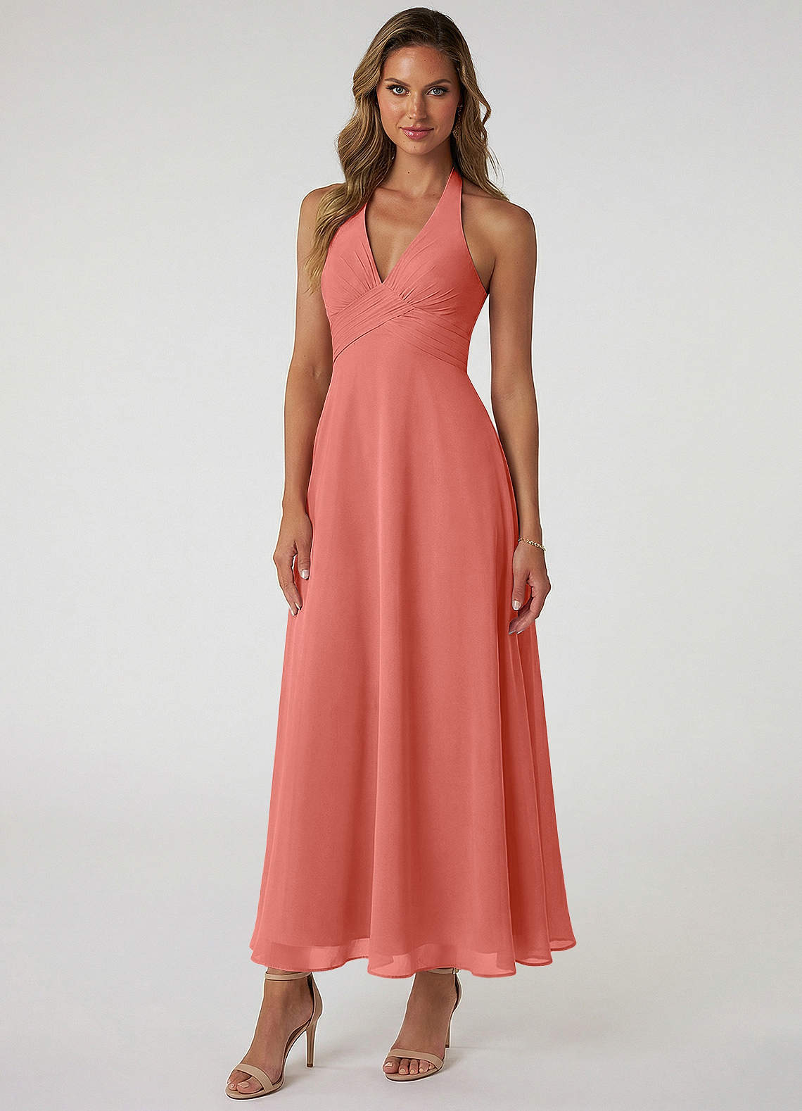 salmon color bridesmaid dresses Coral Sunset Peonies Bridesmaid Dress Chiffon Size 0X