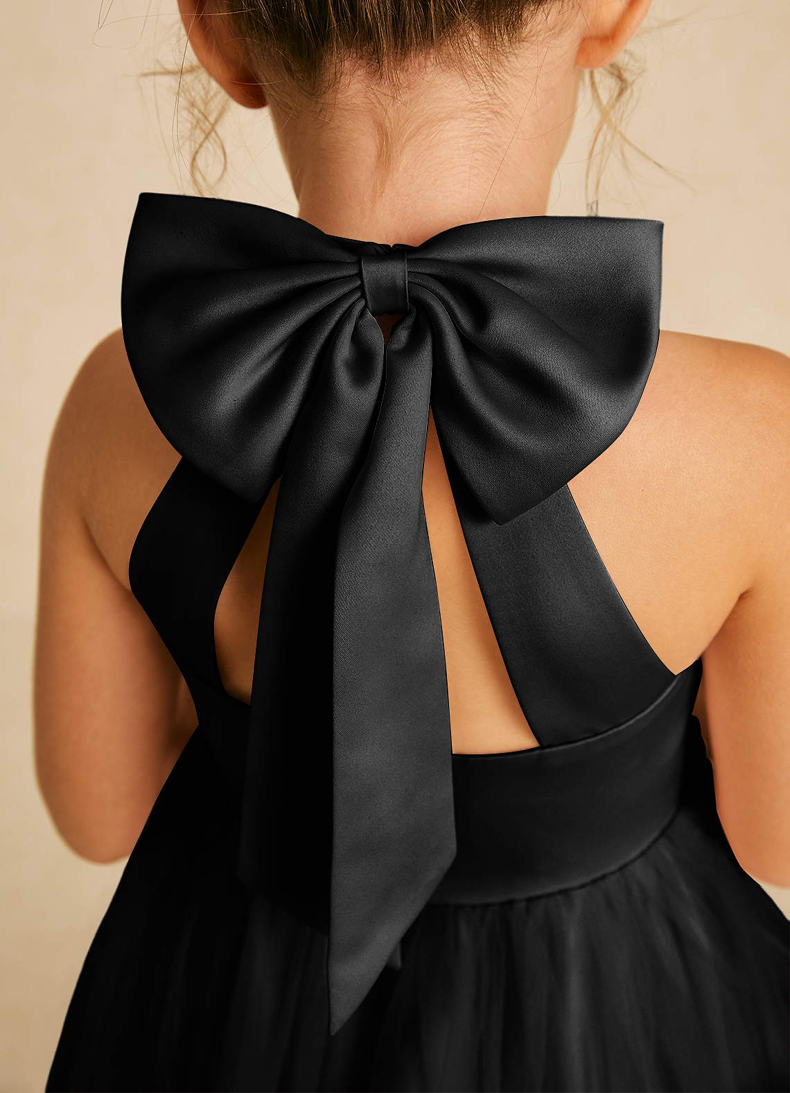 Azazie Dora Black A-Line Bow Tulle Dress | Azazie