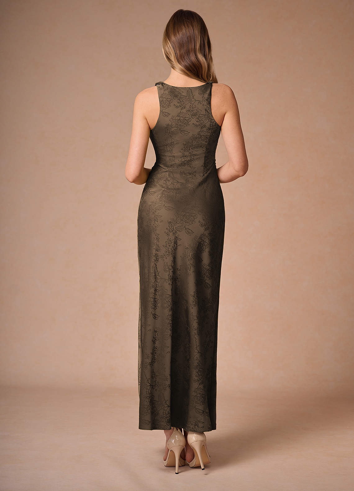 Vestido Café Marrón Largo Elena Vestidos de taller Azazie ES