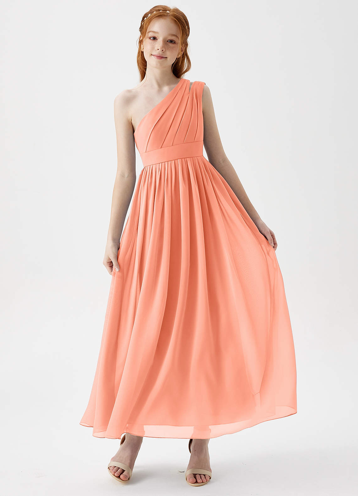 Azazie Anissa Junior Sunset A-Line Pleated Chiffon Dress image1