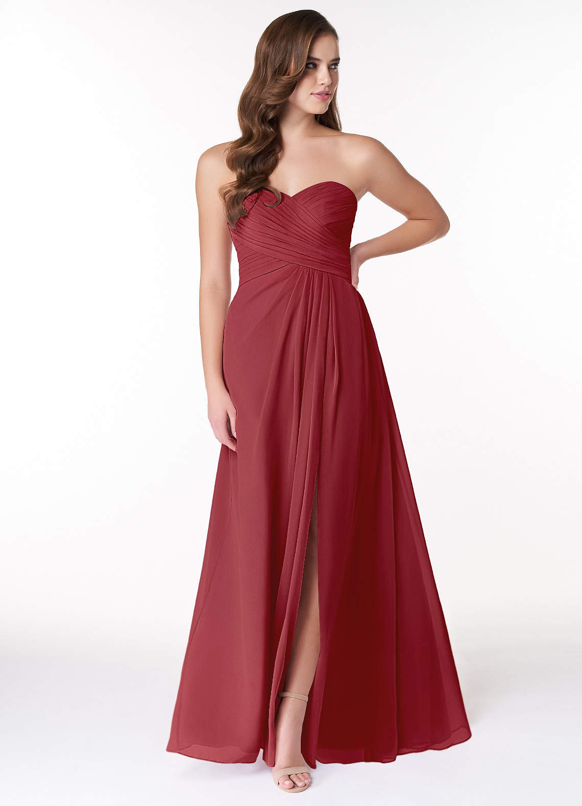 Azazie Arabella Allure Bridesmaid Dresses Pomegranate A-Line Sweetheart Neckline Chiffon Convertible Dress image1