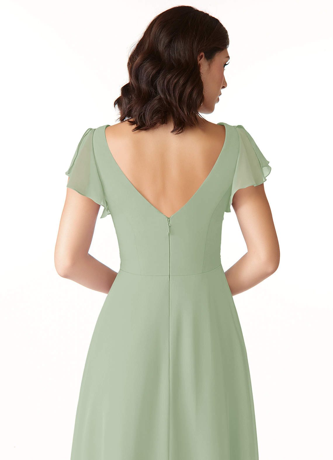 Azazie Omari Bridesmaid Dresses Dusty Sage A-Line Chiffon Dress image8