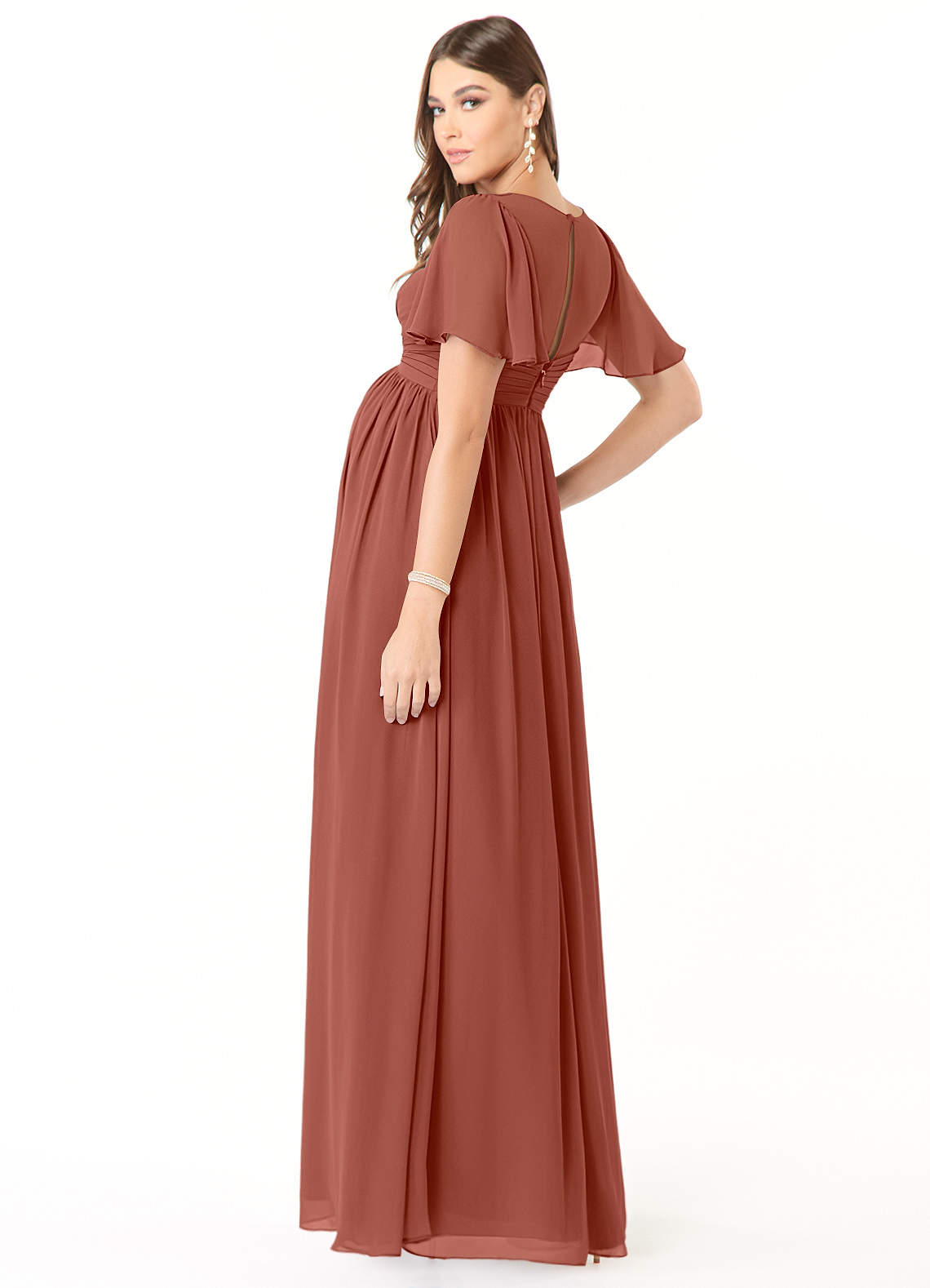 maternity bridesmaid dresses azazie Long Sleeves Burgundy Mermaid Bridesmaids Dresses Illusion Off Shoulder  Lace Appliques DTB38 – DressTok.co.uk main image 0