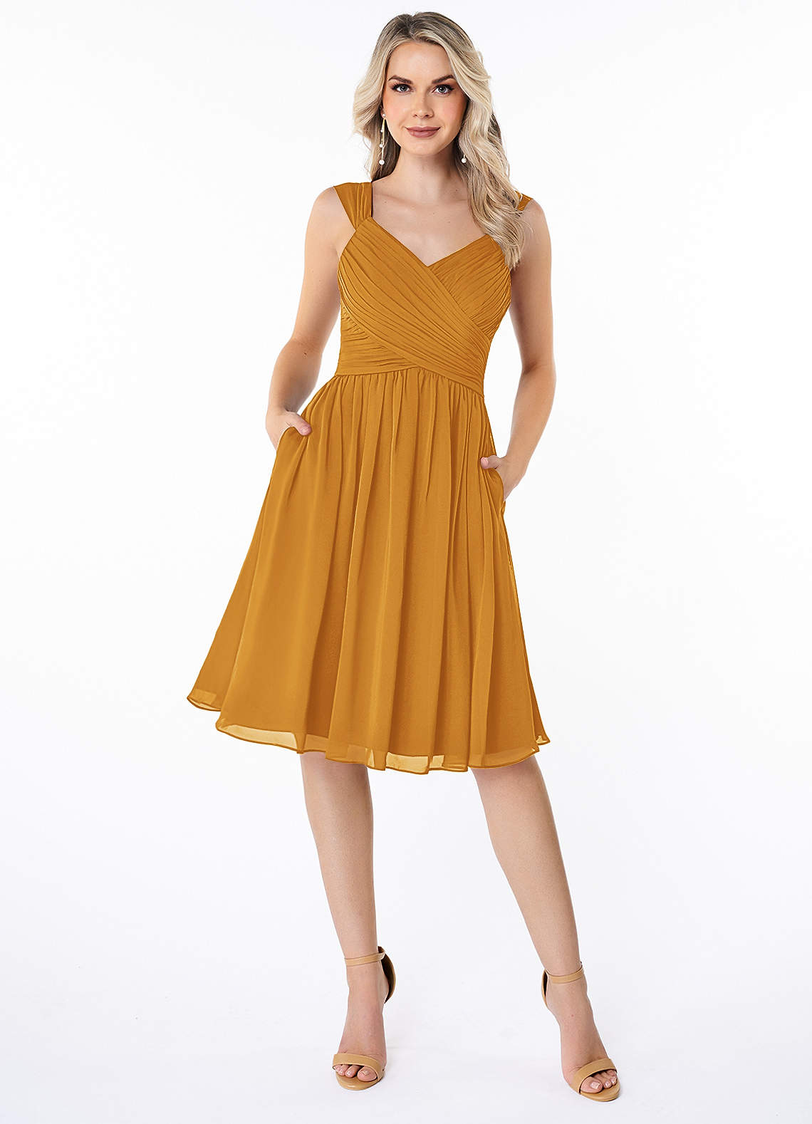 Azazie Angie Butterscotch Chiffon Bridesmaid Dresses | Azazie
