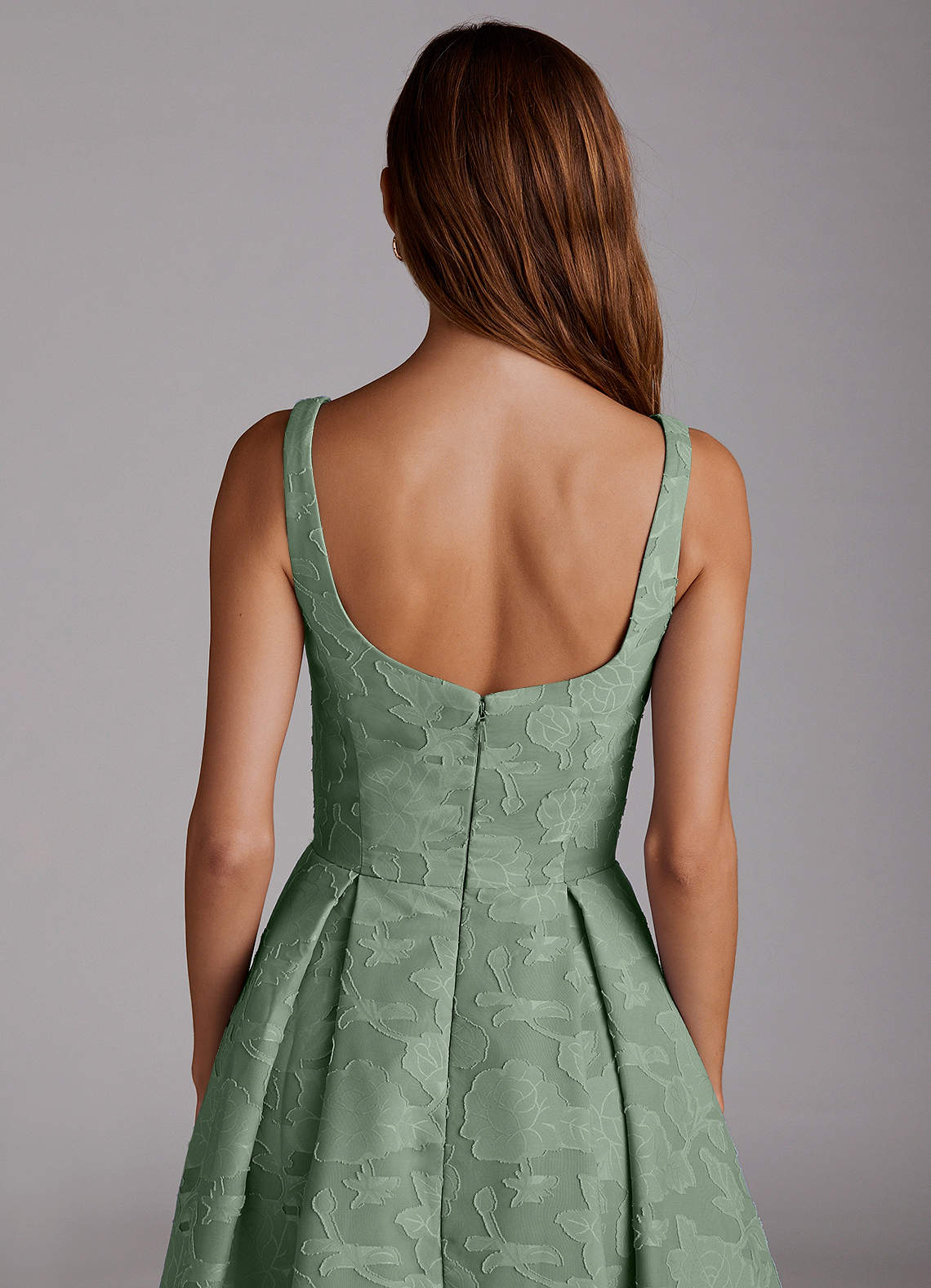 Azazie Amalie Bridesmaid Dresses Matcha A-Line Pleated Floral Burnout Dress image5