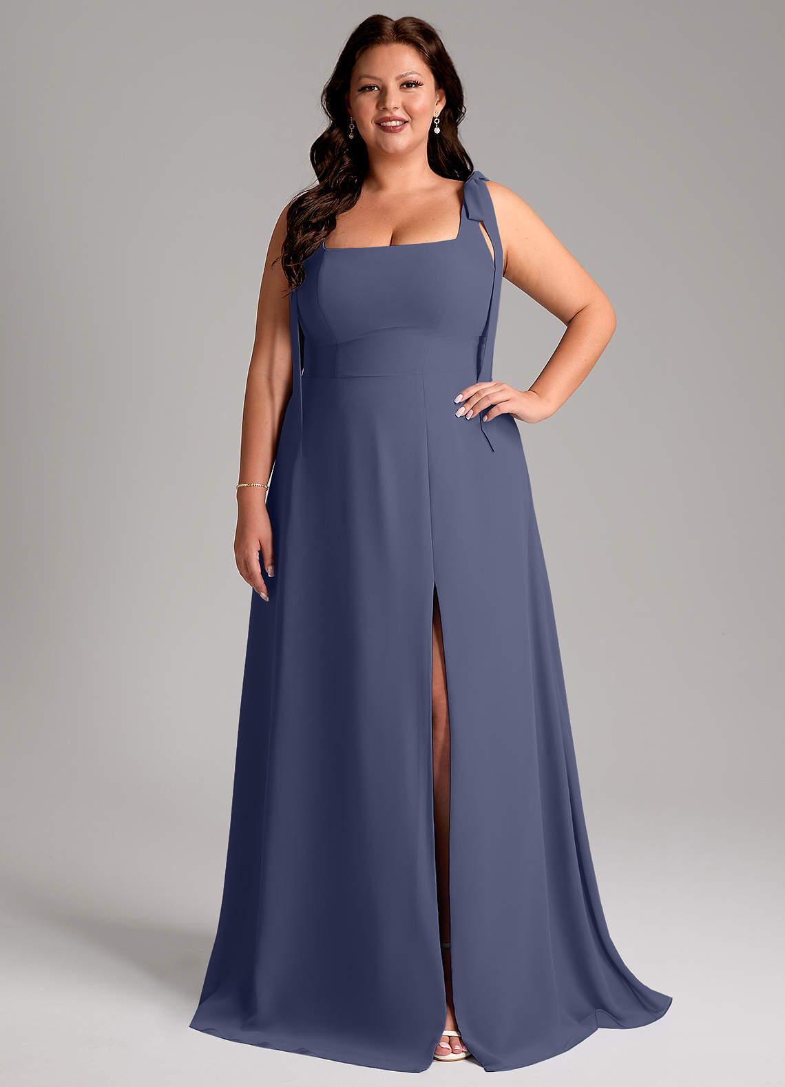 Azazie Debra Bridesmaid Dresses Stormy A-Line with Pockets Chiffon Convertible Dress image1