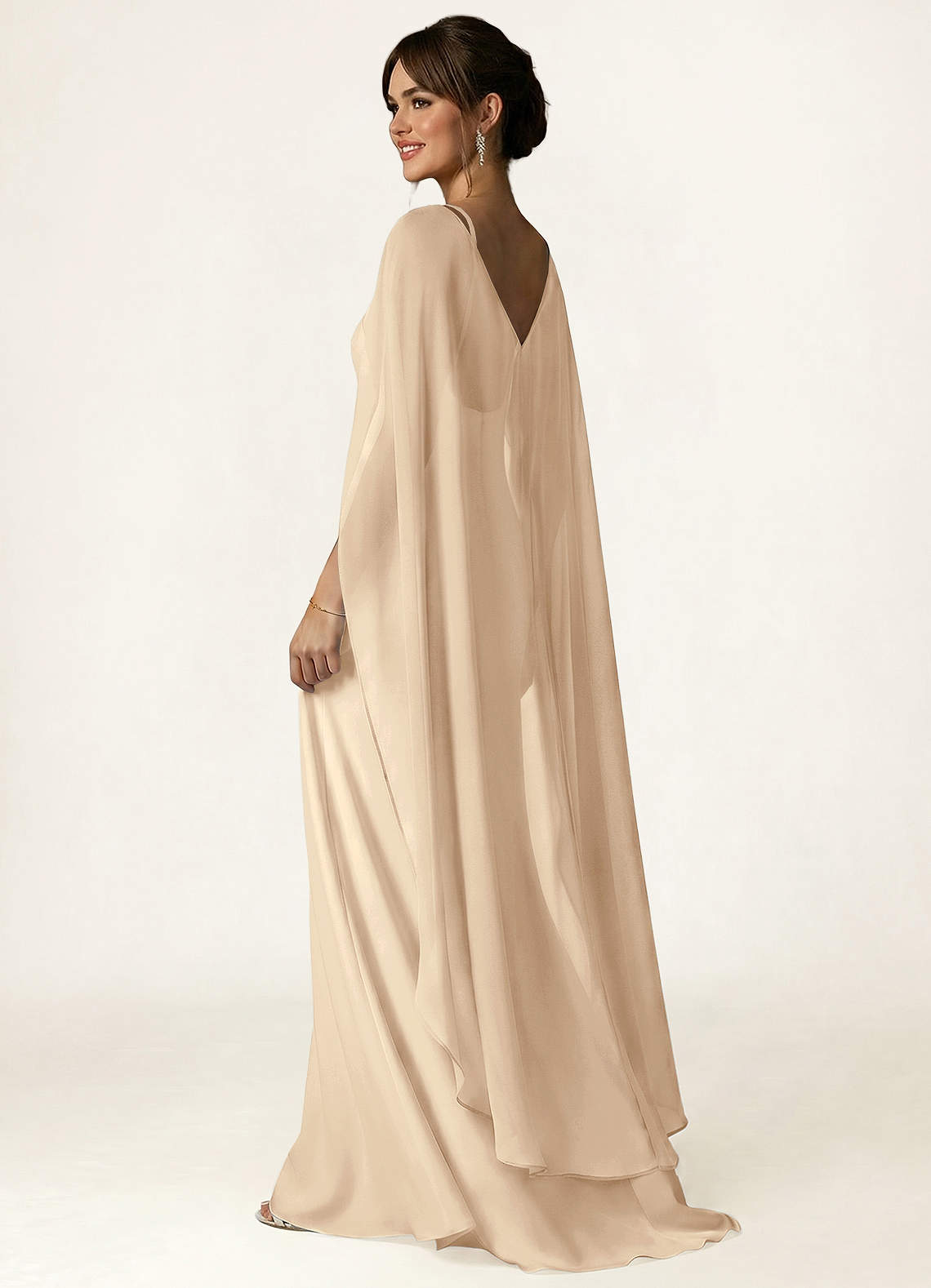 front Azazie Knot-Front Chiffon Long Cape