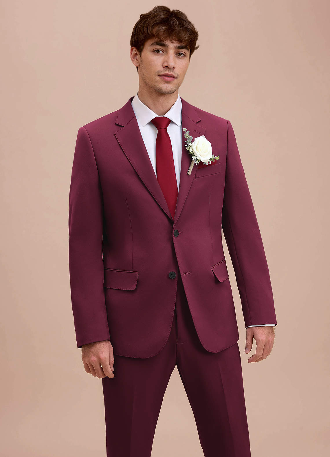front Ethan Burgundy Refined Weave Suit Jacket